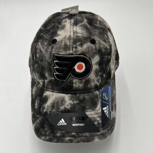 Adidas Philadelphia Flyers NHL Womens Tie Dye Baseball Hat Black Gray OSFA New